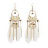 Boucles D'Oreilles Pendantes Décorées de Plumes Colorées Style Bohémien Rétro - Blanc 