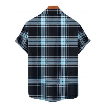 Retro Plaid Print Lace Up Half Zipper Buckle Strap Mini Dress And Short Sleeve Shirt Matching Outfit