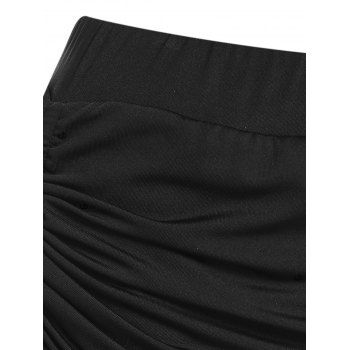 Music Festival Lace Butterfly Rose Pattern Ruched Tank Top and High Waisted Solid Color Flare Pants Gothic Outfit