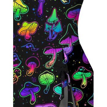 Music Festival Colorful Mushroom Pattern One Piece Swimsuit Bowknot Padded Adjustable Strap Vacation Swimwear