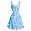 Ethnic Pattern Paisley Vacation Dress Belt Sleeveless Sweetheart Neck A Line Dress - LIGHT BLUE XL | US 12