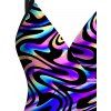 Maillot de Bain Superposé Texturé Coloré Imprimé Une Pièce - multicolor S | US 4