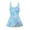 Music Festival Ethnic Style Paisley One Piece Swimsuit Bowknot Adjustable Strap Vacation Swimwear - LIGHT BLUE XXL | US 14