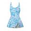 Music Festival Ethnic Style Paisley One Piece Swimsuit Bowknot Adjustable Strap Vacation Swimwear - LIGHT BLUE XXL | US 14