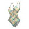 Maillot de Bain 1 Pièce Cache-Coeur à Carreaux Colorés - multicolor A S | US 4