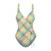 Maillot de Bain 1 Pièce Cache-Coeur à Carreaux Colorés - multicolor A S | US 4