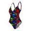 Maillot de Bain Gothique Superposé Papillon Coloré Crâne Imprimés Une-Pièce - Noir S | US 4