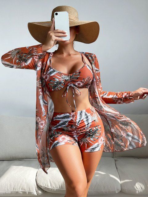 Ensemble de Bikini Rembourré Imprimé Coloré à Cordon Deux Pièces