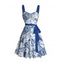 Robe Moulante Motif de Cachemire Imprimé à Epaule Ficelle - Bleu S | US 4