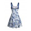 Robe Moulante Motif de Cachemire Imprimé à Epaule Ficelle - Bleu S | US 4