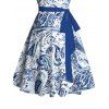 Robe Moulante Motif de Cachemire Imprimé à Epaule Ficelle - Bleu S | US 4