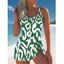 Maillot de Bain Motif Abstrait Style Ethnique Imprimé Une-Pièce - Vert profond S | US 4