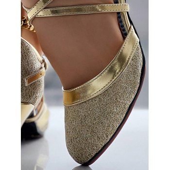 Contrast Color Crossover Party Sandals Buckle Strap High Heel Trendy Sandals
