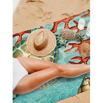 Sea Turtle Pattern Rectangle Shaped Beach Towel Beach Cover-up