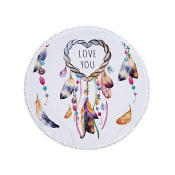 Dream Catcher Pattern Beach Towel Round Shaped Tassel Hem Beach Towel