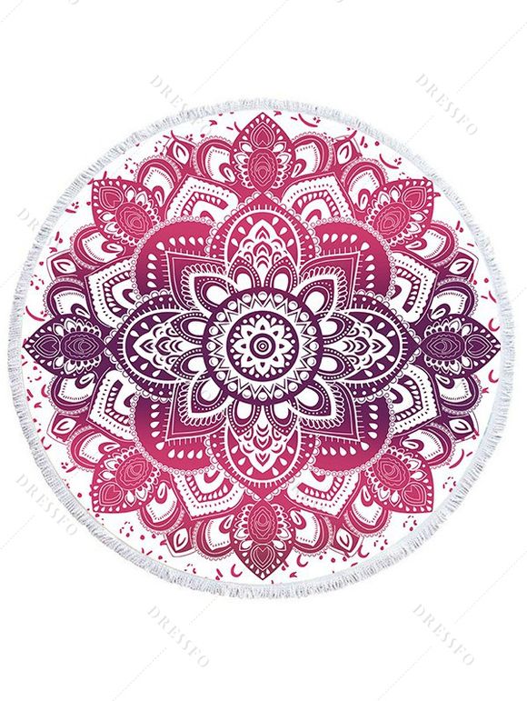 Couverture de Plage en Forme de Fleur Géométrique Ourlet à Frange Style Bohémien - Pourpre 