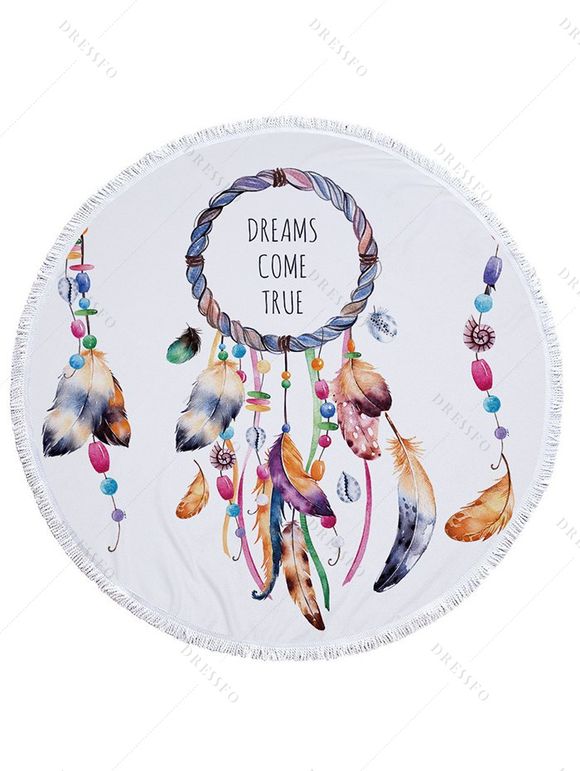 Serviette de Plage en Forme de Cercle Orné de Franges - multicolor B 