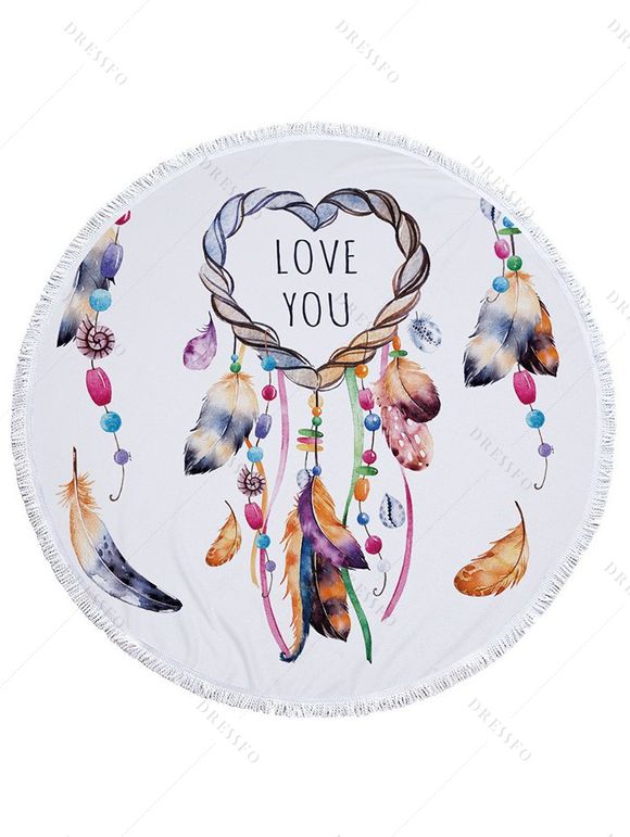 Serviette de Plage en Forme de Cercle Orné de Franges - multicolor D 