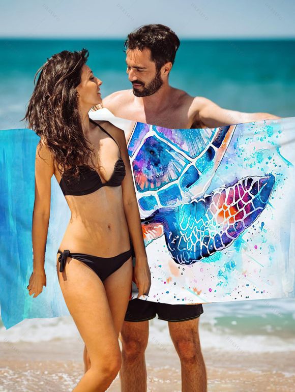 Serviette de Plage de Vacances en Forme de Requin à L'Encre Jailli Imprimé - multicolor C 
