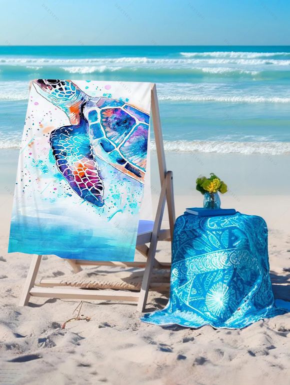 Serviette de Plage de Vacances en Forme de Requin à L'Encre Jailli Imprimé - multicolor C 