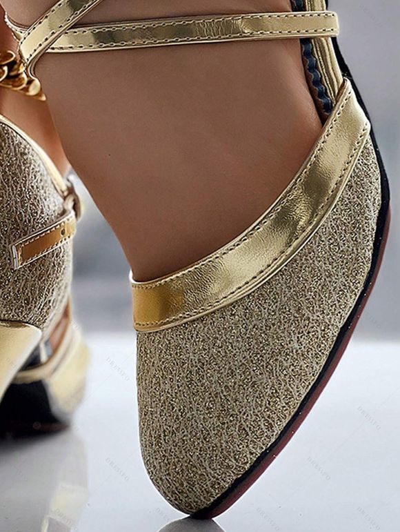 Contrast Color Crossover Party Sandals Buckle Strap High Heel Trendy Sandals - d'or EU 42