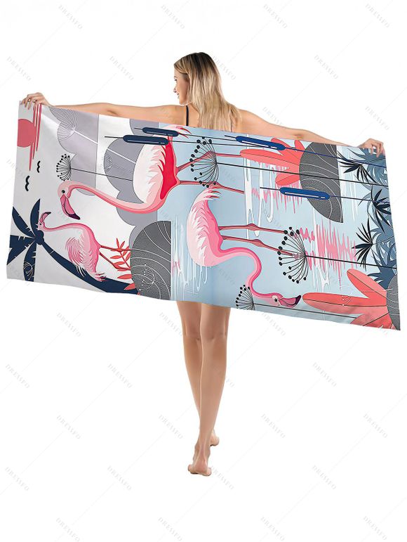 Serviette de Plage Tendance en Forme de Rectangle Motif Flamants Roses - multicolor C 
