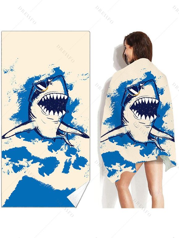 Serviette de Plage Tendance en Forme de Requin et Rectangle - multicolor D 