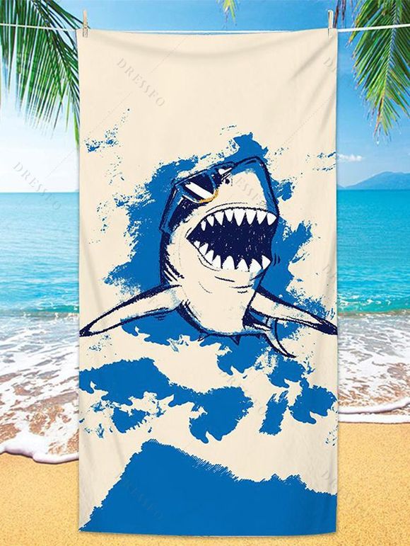 Serviette de Plage Tendance en Forme de Requin et Rectangle - multicolor D 