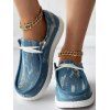 Ripped Slip On Canvas Shoes Distressed Casual Flat Shoes - Bleu EU 42