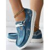 Ripped Slip On Canvas Shoes Distressed Casual Flat Shoes - Bleu EU 42