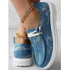 Ripped Slip On Canvas Shoes Distressed Casual Flat Shoes - Bleu EU 42