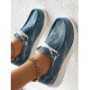 Ripped Slip On Canvas Shoes Distressed Casual Flat Shoes - Bleu EU 42