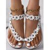 Bohemian Sandals Floral Slip On Summer Beach Flip Flops - Blanc EU 42