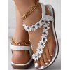 Bohemian Sandals Floral Slip On Summer Beach Flip Flops - Blanc EU 42