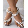 Bohemian Sandals Floral Slip On Summer Beach Flip Flops - Blanc EU 42