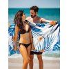 Tropical Flower Leaf Print Rectangle Shaped Vacation Beach Towel - multicolor A 