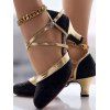 Contrast Color Crossover Party Sandals Buckle Strap High Heel Trendy Sandals - Noir EU 36