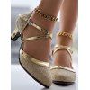 Contrast Color Crossover Party Sandals Buckle Strap High Heel Trendy Sandals - d'or EU 42