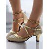 Contrast Color Crossover Party Sandals Buckle Strap High Heel Trendy Sandals - d'or EU 42