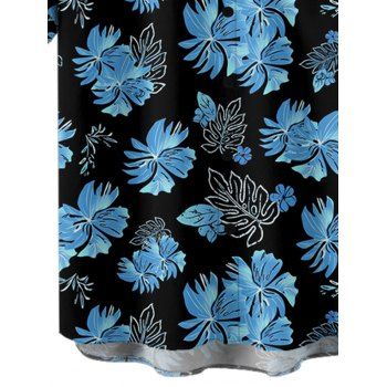Tropical Flower Leaf Print Hawaii Vacation Short Sleeve Shirt 