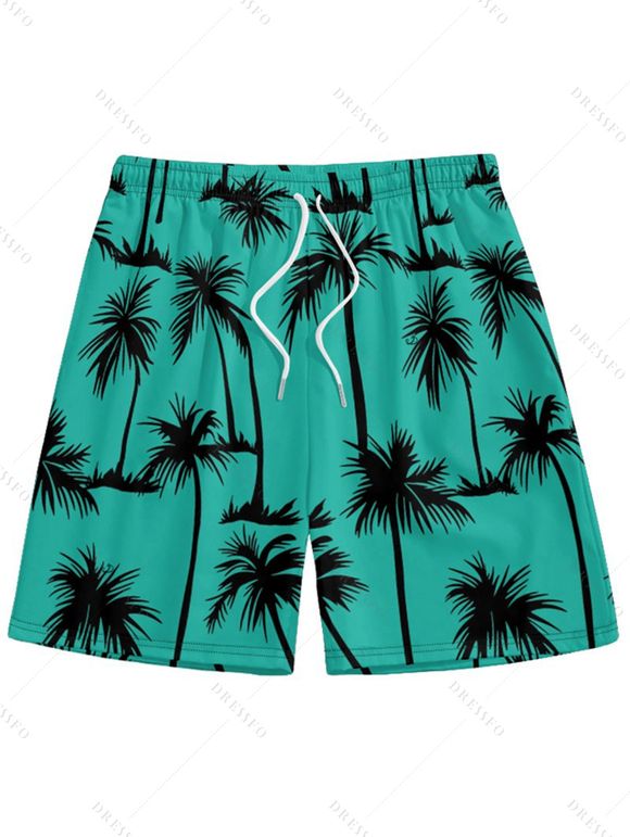 Short de Plage de Vacances Imprimé Palmier pour Homme - Vert profond M