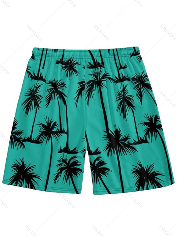 Short de Plage de Vacances Imprimé Palmier pour Homme - Vert profond S