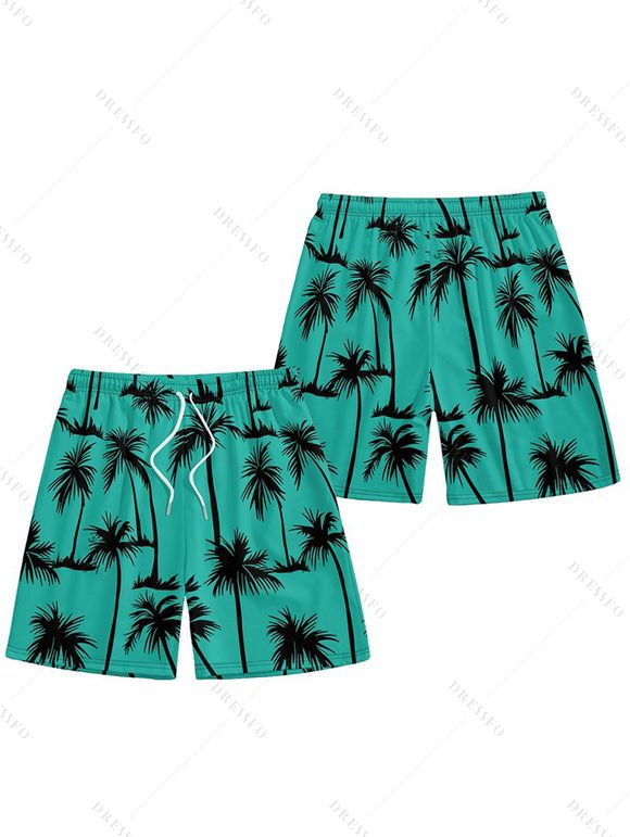 Short de Plage de Vacances Imprimé Palmier pour Homme - Vert profond S