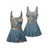 Maillot de Bain 1 Pièce à Bretelles Ajustables à Motif Floral - Bleu gris S | US 4