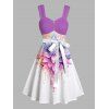 Robe Ligne A Motif de Fleur à Taille Empire avec Bouton - Violet clair S | US 4