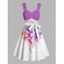 Robe Ligne A Motif de Fleur à Taille Empire avec Bouton - Violet clair S | US 4