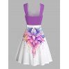 Robe Ligne A Motif de Fleur à Taille Empire avec Bouton - Violet clair S | US 4