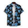 Chemise de Vacances Hawaïen Fleur et Feuille Tropicale Imprimées à Manches Courtes - Bleu gris 4XL