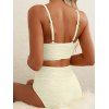 Maillot de Bain de Plage Texturé Evidé à Taille Haute à Volants - Beige M | US 6