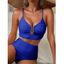 Maillot de Bain de Plage Texturé Evidé à Taille Haute à Volants - Bleu XL | US 10